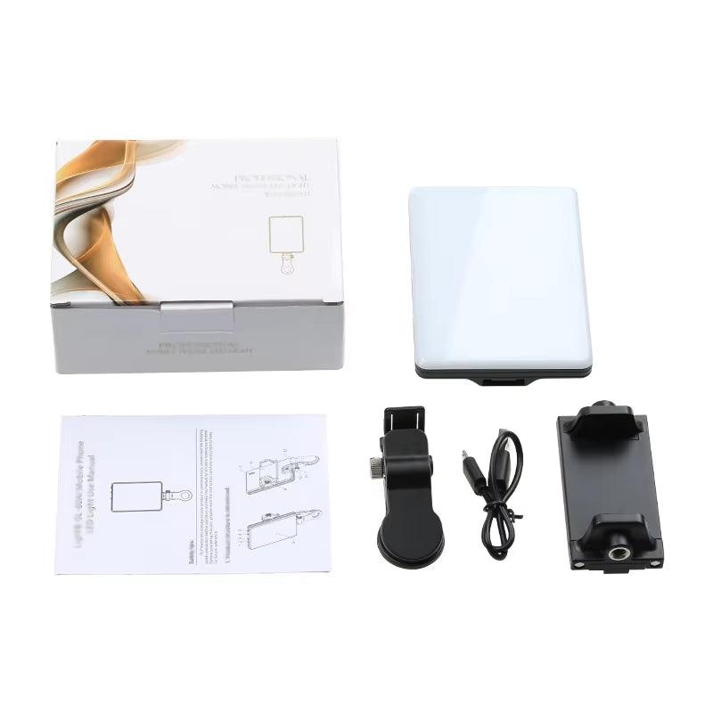 LED Mobile Phone Computer Fill-In Light Adjustable Portable LED Lamp Rechargeable Clip Fill Video Light for Live Selfie Meeting