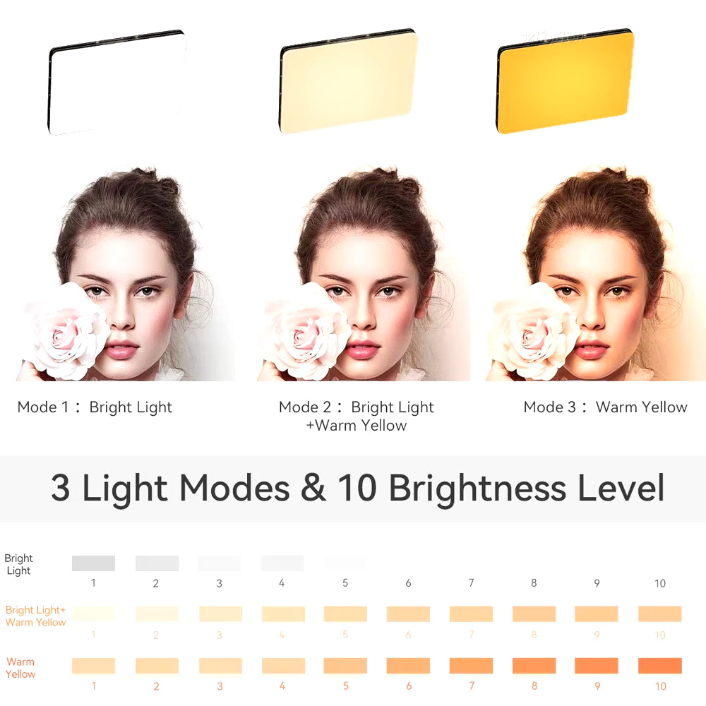 LED Mobile Phone Computer Fill-In Light Adjustable Portable LED Lamp Rechargeable Clip Fill Video Light for Live Selfie Meeting