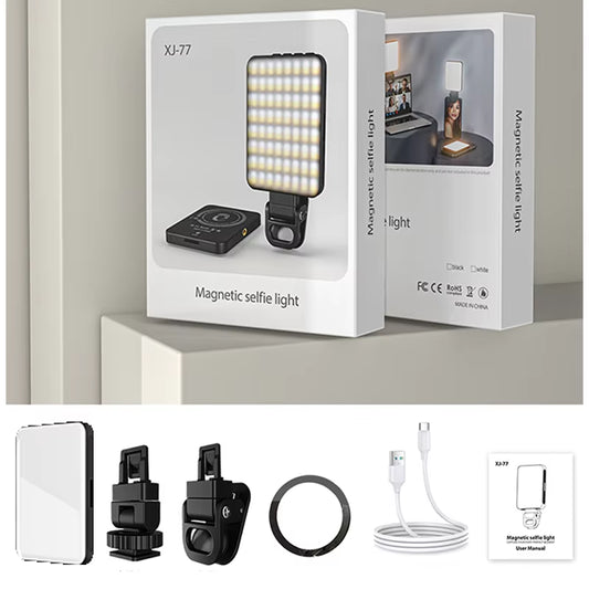 LED Mobile Phone Computer Fill-In Light Adjustable Portable LED Lamp Rechargeable Clip Fill Video Light for Live Selfie Meeting