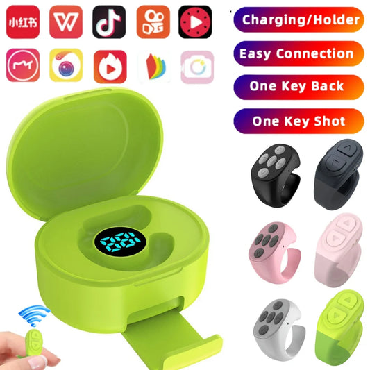 For Tiktok Scrolling Ring Remote Page Turner Clicker Kindle App Camera Remote Bluetooth-Compatible for Iphone Ipad Android Phone